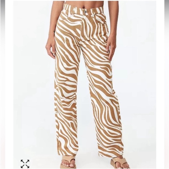 Cotton On zebra print loose straight leg jeans 90s Y2K animal print - Picture 1 of 6